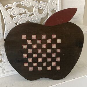 Handcrafted Apple Checkerboard w/ brown & white checkers!